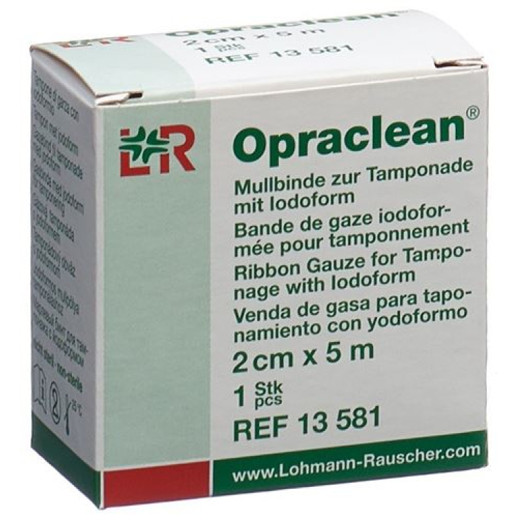 Opraclean bandaż z gazy do tamponady z jodoformem 2cmx5m