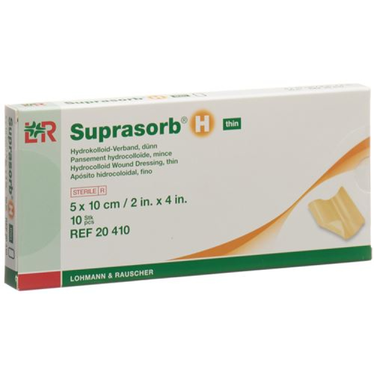 Suprasorb H ohut hydrokolloidisidos 5x10cm 10 kpl