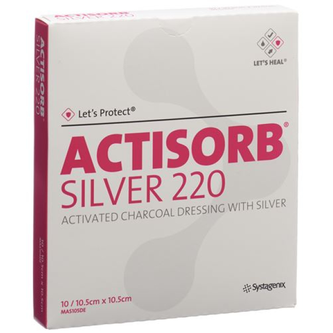 Actisorb Silver 220 Charcoal Bandage 10.5x10.5cm 10 pcs