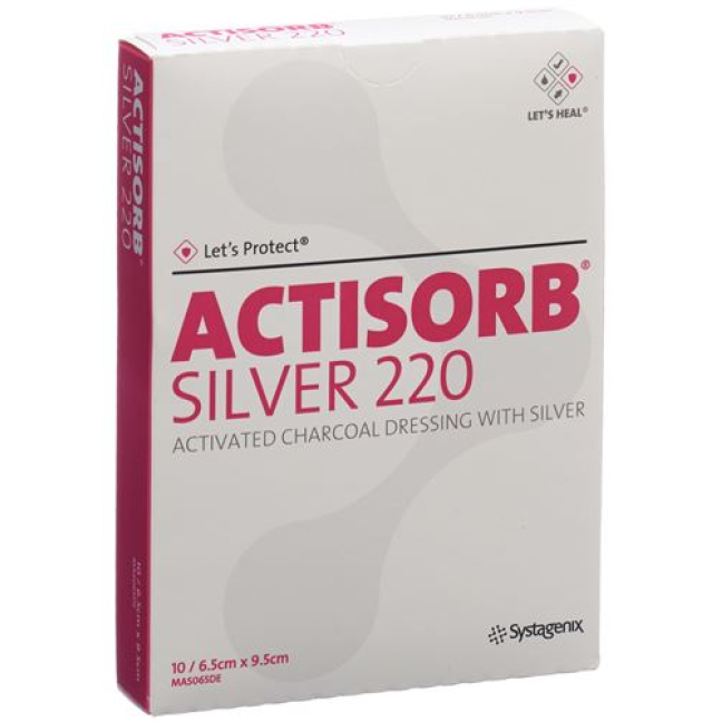 Actisorb Silver 220 Charcoal Dressing 9.5x6.5cm 10 pcs