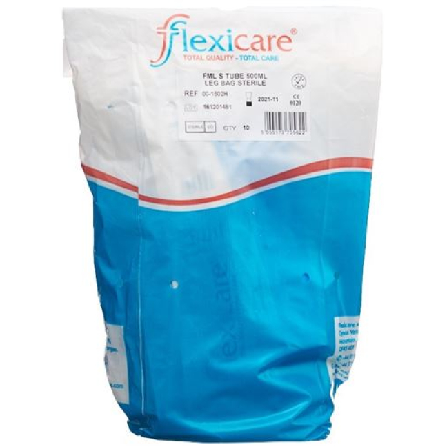 Flexicare urinska vrečka 500 ml 7 cm povratni ventil pretoka 10 kos