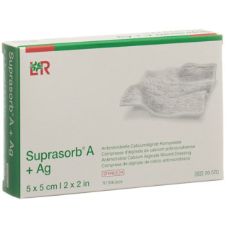 Suprasorb A+Ag alginian wapnia kompresy 5x5cm sterylne 10szt
