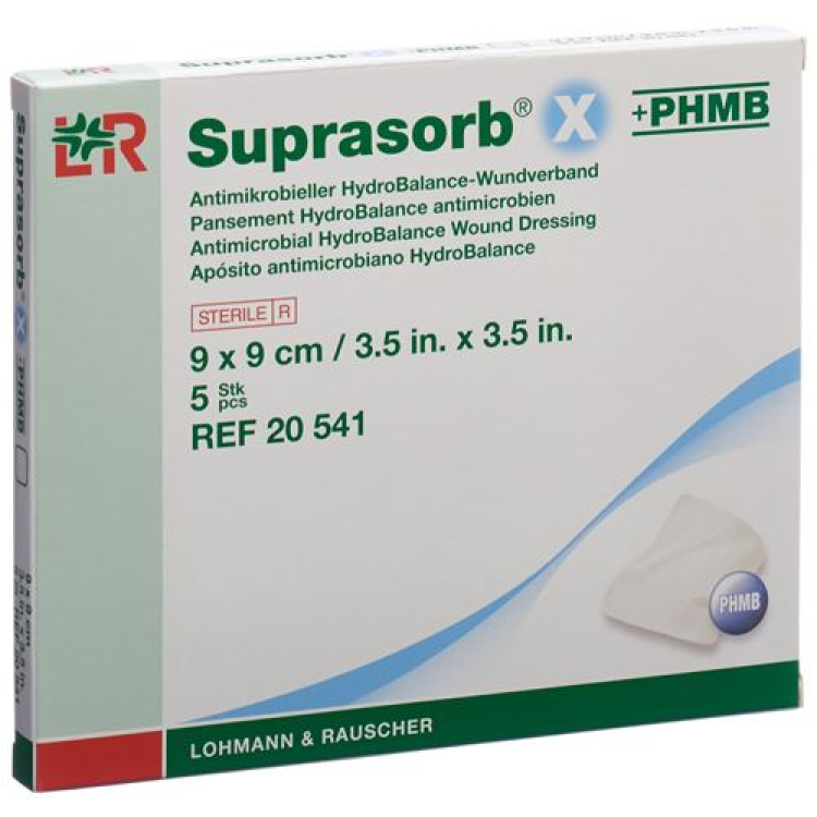 Suprasorb X + PHMB HydroBalance medicazione per ferite 9x9cm antimicrobico