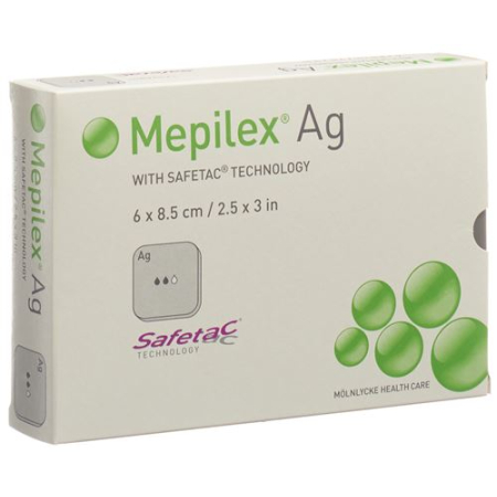 Apósito de espuma Mepilex Ag Safetac 6x8.5cm silicona 5 uds