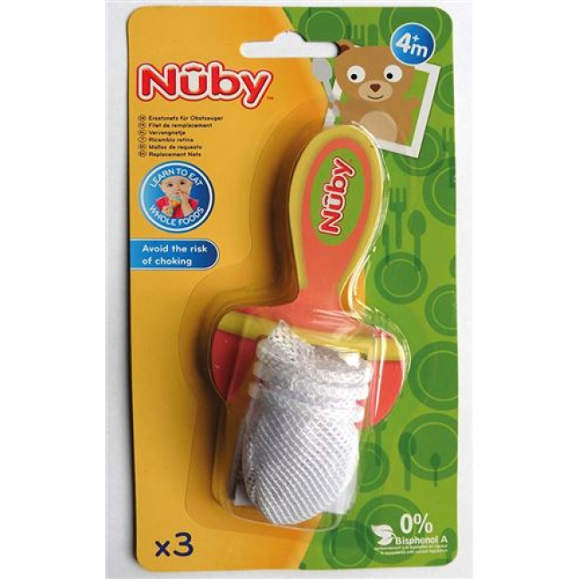 Nuby-ის შემცვლელი ბადეები ხილის საწოველი Premium 3 ც