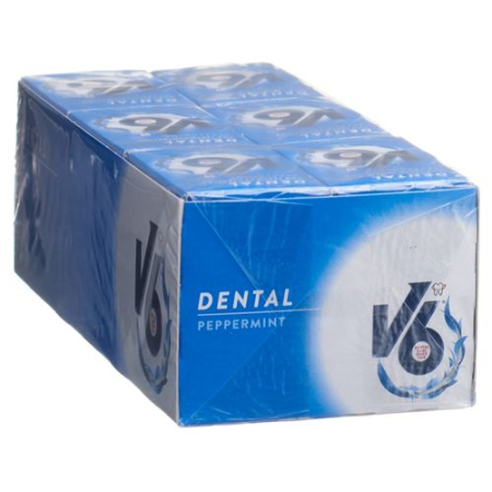Caixa 24 de goma de mascar para tratamento odontológico V6 hortelã-pimenta