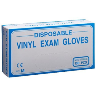 Guantes de examen vinilo M empolvados caja 100uds