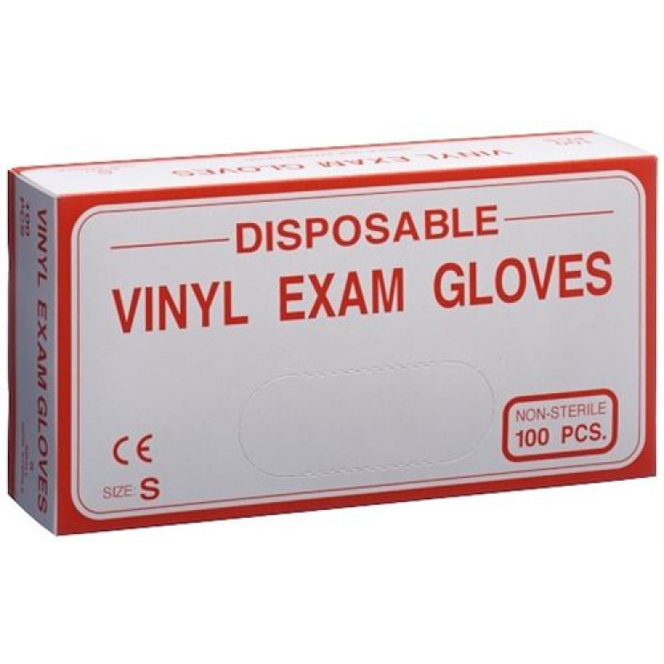 guantes de examen vinilo S empolvados caja 100uds