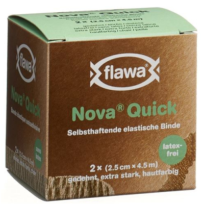 Flawa nova quick sammenhengende bandasje 2,5cmx4,5m lateksfri 2 stk.