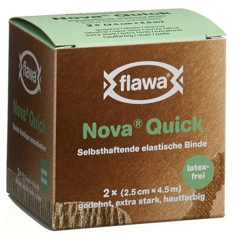 Flawa Nova Quick sammenhengende bandasje 2,5cmx4,5m lateksfri 2 stk.