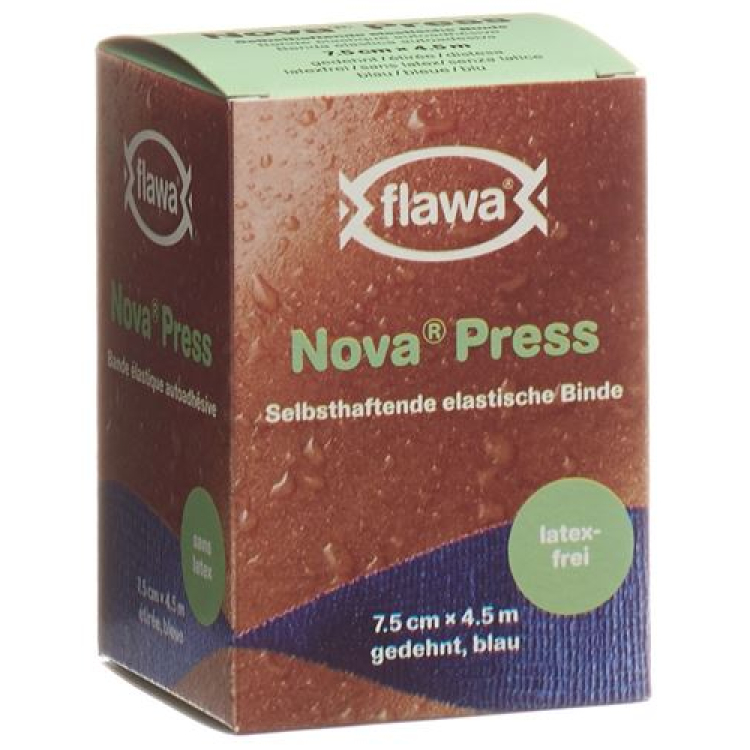 Flawa Nova Press fleeceverband 7,5cmx4,5m blauw latexvrij