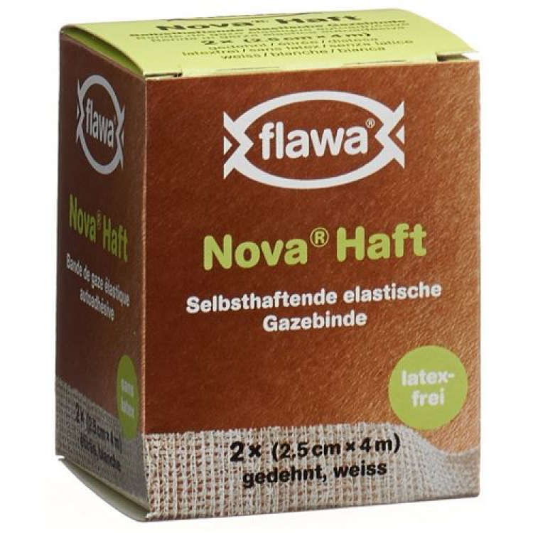 Flawa Nova Haft תחבושת גזה אלסטית מלוכדת 2.5 ס"מx4 מ' ללא לטקס