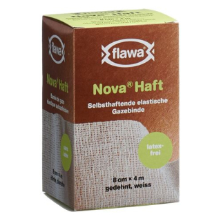 Flawa Nova Haft yapışkan elastik gazlı bez bandaj 8cmx4m lateks içermez