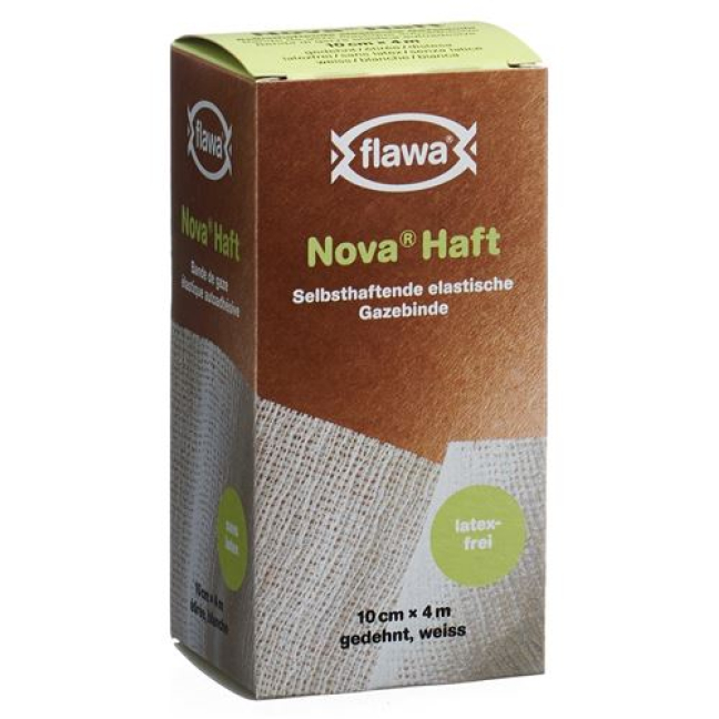 Flawa Nova adhesive cohesive elastic gauze bandage 10cmx4m latex free
