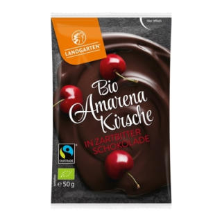 Landgarten Amarena cereza en chocolate negro Orgánico Fairtrade