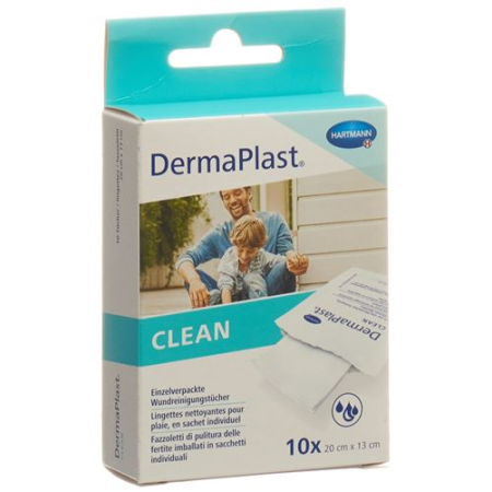 DermaPlast Clean paño para limpiar heridas 20x13cm 10 Btl