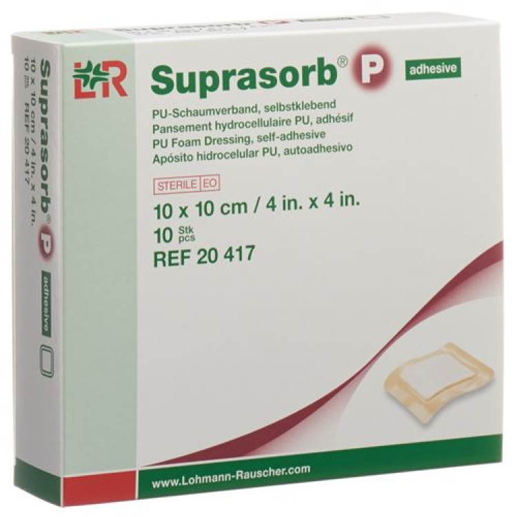 Suprasorb P 폼 드레싱 10x10cm 접착제 10개