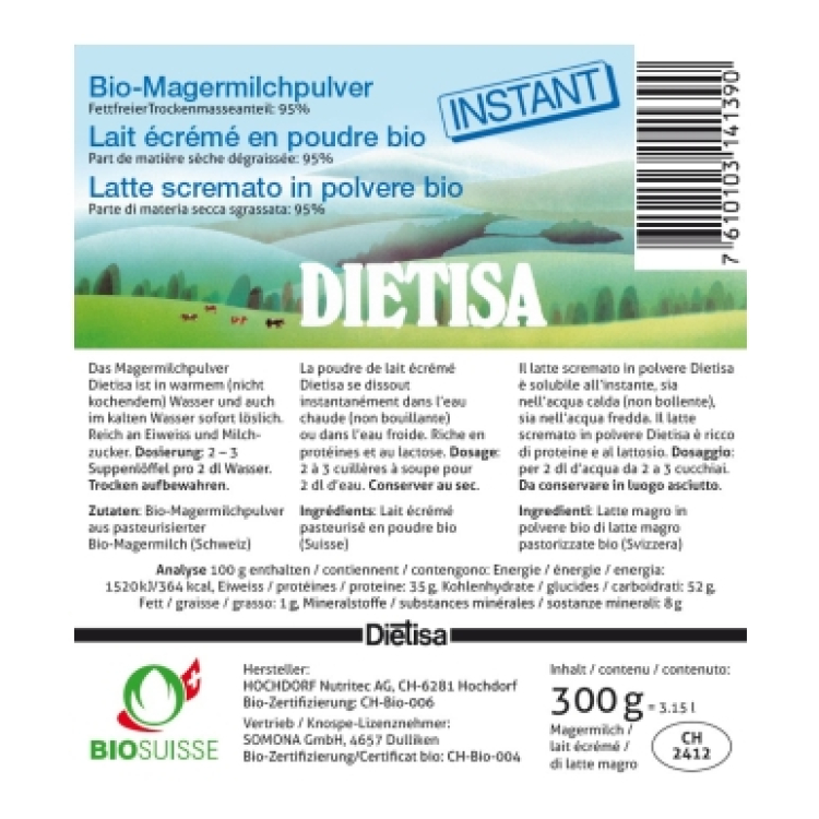 Dietisa yağsız süt tozu anında Bio Tabur 300 gr