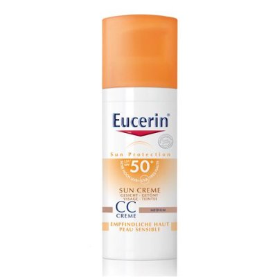 Sun eucerin קרם בגוון בינוני spf 50+ 50 מ"ל