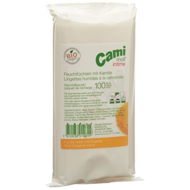 cami moll intim vådservietter refill 100 stk