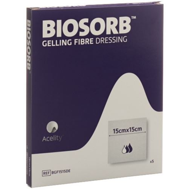 Gelling BIOSORB FIBER gel fiber wound dressing 15x15cm 5 pcs