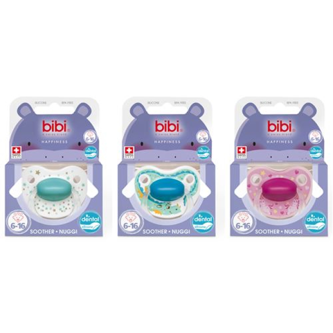 Bibi Nuggi Happiness dental silicone with 6-16 ring Favorites assorted SV-A