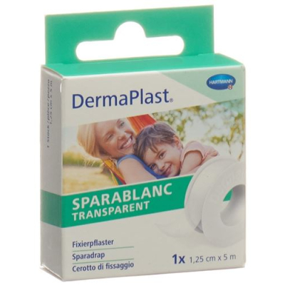 Dermaplast sparablanc שקוף 1.25cmx5m לבן