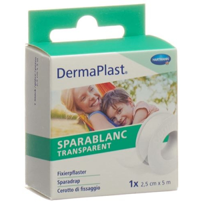 Dermaplast sparablanc שקוף 2.5cmx5m לבן