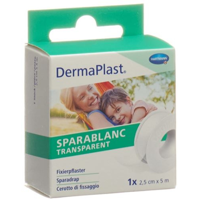 DermaPlast Sparablanc شفاف 2.5 سم × 5 م أبيض
