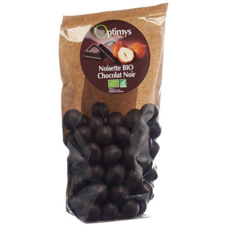 Optimy nautinto hasselpähkinät tumma suklaa Bio 150 g