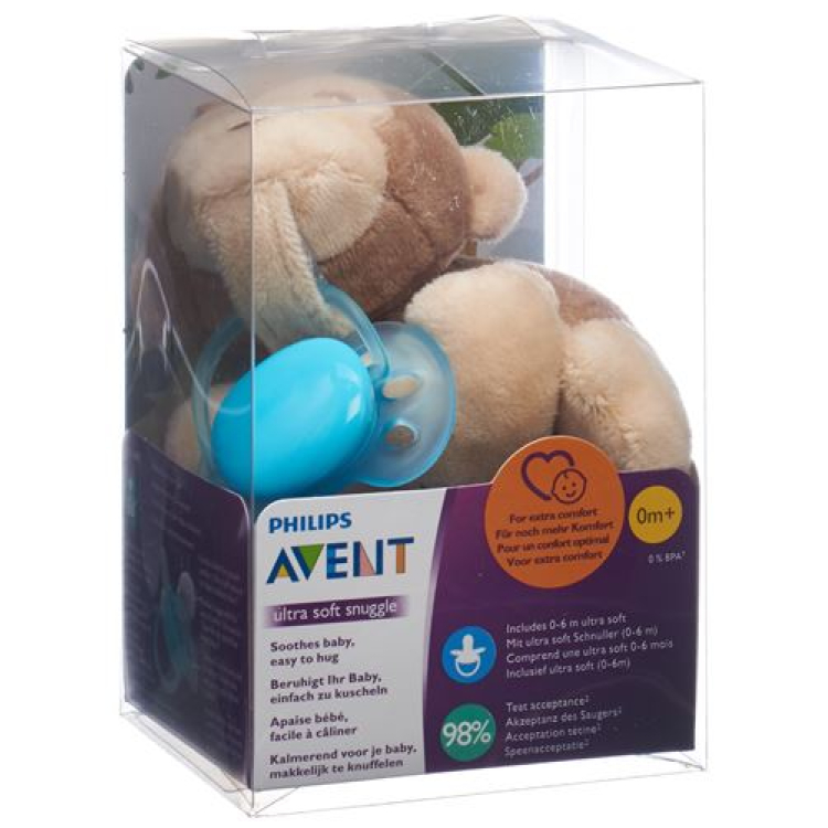 Avent Philips Snuggle + ultra soft monkey turquoise