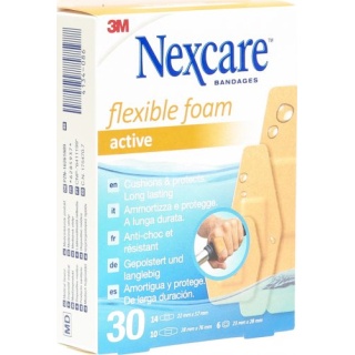 3M Nexcare pleistras Flexible Foam Active 3 įvairių dydžių 30 vnt.