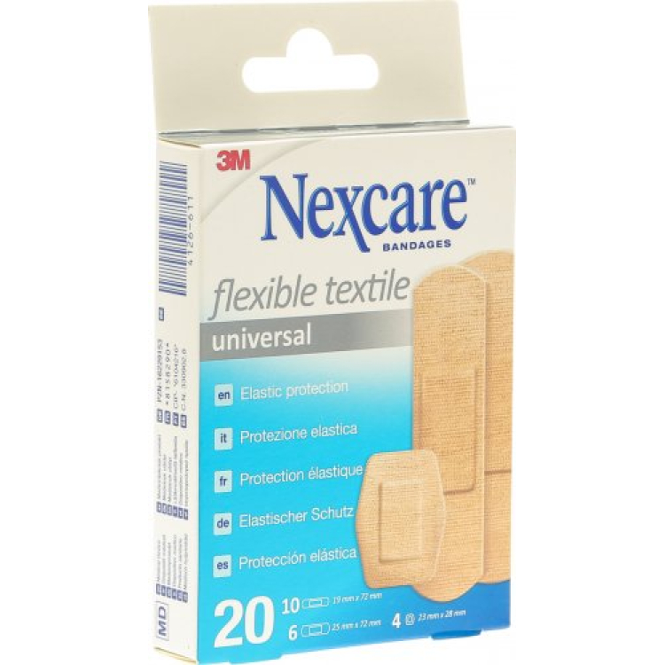 Пластырь 3M Nexcare Flexible Textile Universal 3 разных размера 20 шт.