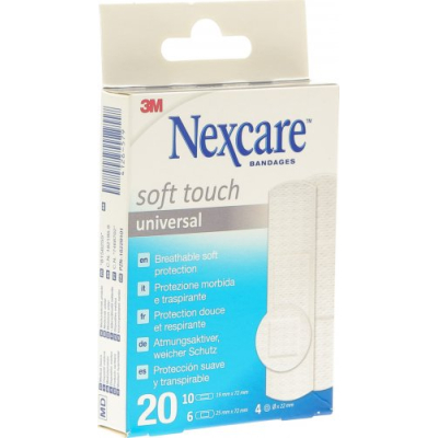 3M Nexcare Plaster Soft Touch Universal 3 størrelser assortert 20