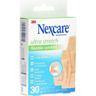 3m nexcare patch ultra comfort stretch fleksibel 3 assorterede størrelser 30 stk