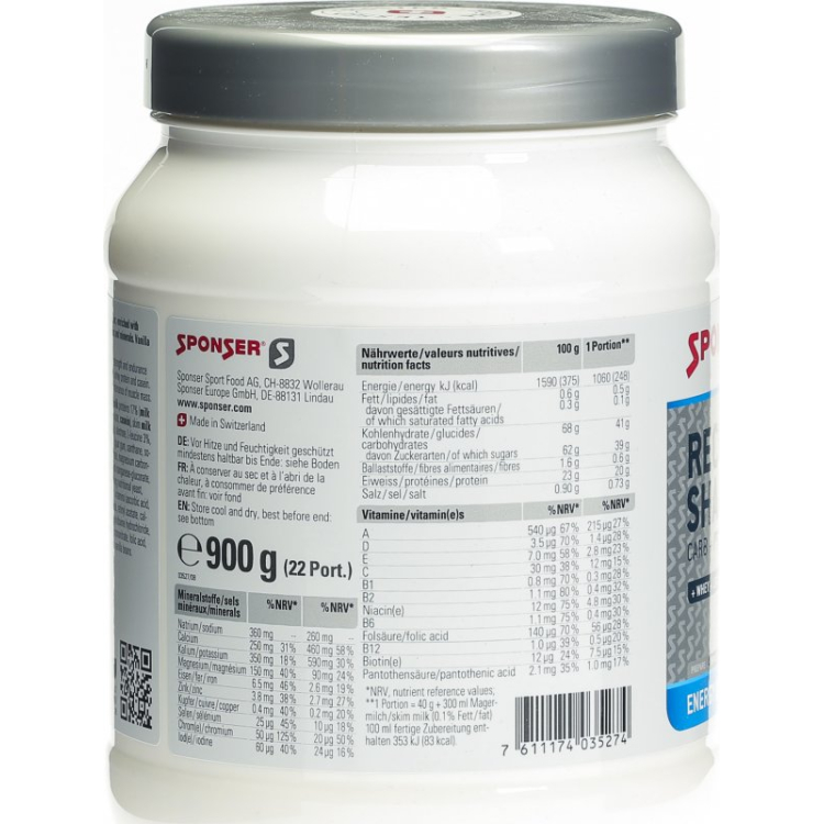 Sponsor Recovery Shake Plv Vanilla Ds 900 q