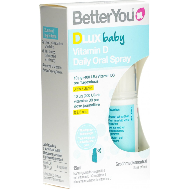 BetterYou Dlux Bébé Vitamine D Spray Oral Quotidien 15 ml