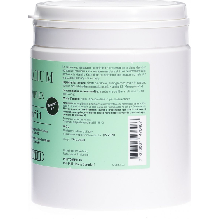 PHYTOMED Infit Calcium + K2-vitamiinikompleksi 500 g