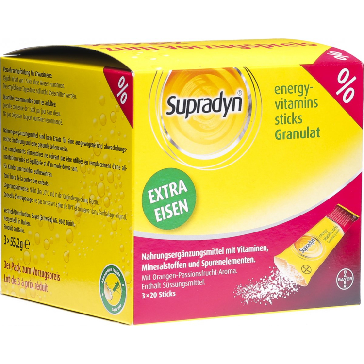 Supradyn Energy Vitamins + Iron  Granules 60 Sticks