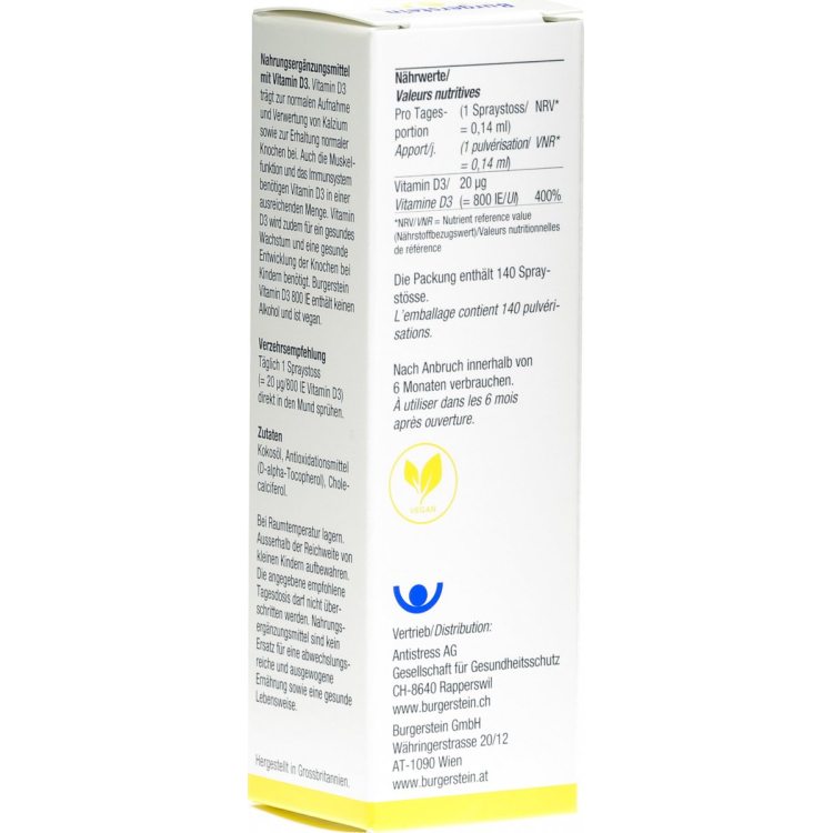 Burgerstein Vitamin D3 800 IU Semprot 20 ml