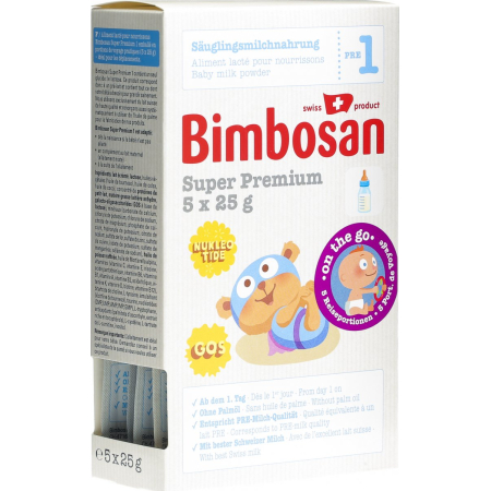 Bimbosan Super Premium 1 παιδικό γάλα ταξιδιού 5 x 25 γρ
