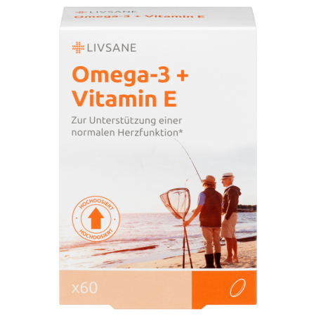 Livsane Omega-3 fish oil caps 1000 mg + vitamin E 60 pcs