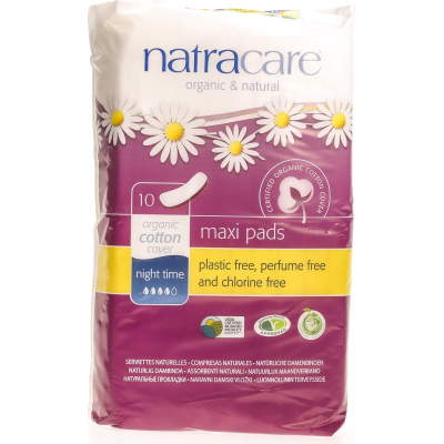 Natracare maxi-sanitary napkins night 10 ដុំ