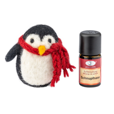 AROMALIFE Geschenkset Filz Pinguin Duft Schnupfna