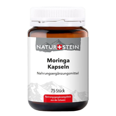 Cápsulas de pedra natural Moringa garrafa de vidro 75 peças