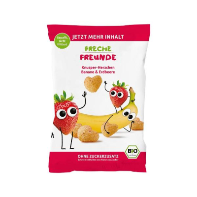 Freche Freunde Crispy Little Hearts Banana & Strawberry Sac 30 g