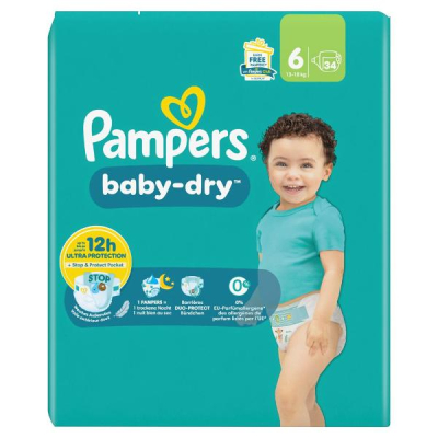 Pampers Baby Dry GR6 13-18kg Besar Disimpan 34 PC