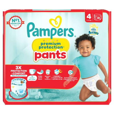 PAMPERS Prem Prot Pants Size 4 9-15kg Maxi Save 31 Pieces