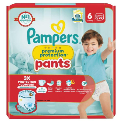 PAMPERS Prem Prot Pants Size 6 13-19kg Extra Large Pack 27 Pieces