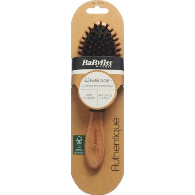 BABYLISS Pneumatic Wooden Brush 100% Wild Boar